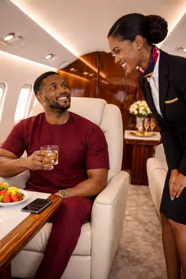 Private jet charter in Lagos, onboard dining service